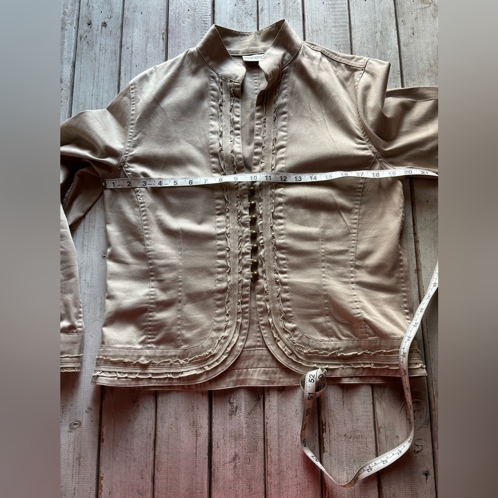 Chico's Military Style Khaki Jacket Size 1 - Picture 4 of 8